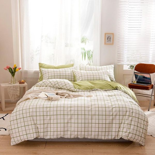 bedding sets cotton nordic printing four piece set of student and children's dormitory small lattice green geometry
bedding sets cotton nordic printing four piece set of student and children's dormitory small lattice green geometry