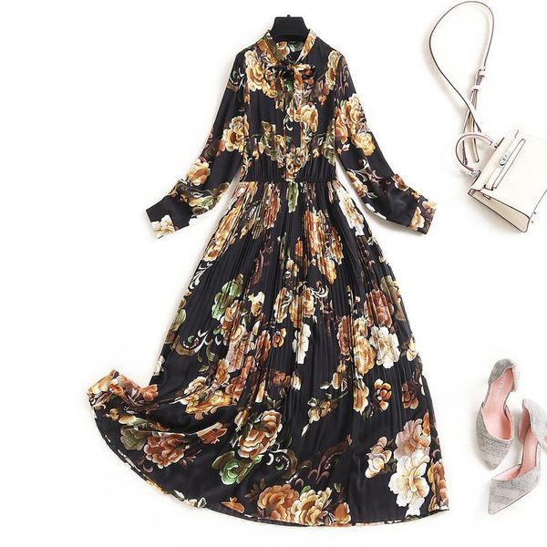 casual dresses runway fashion designers flower print dress spring clothes for women 2021 elegant bow collar vintage vestidos pleated robe fe, Black;gray
casual dresses runway fashion designers flower print dress spring clothes for women 2021 elegant bow collar vintage vestidos pleated robe fe, Black;gray