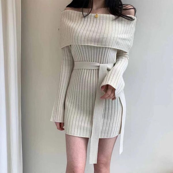casual dresses women's dress off shoulder sashes knitted long sleeve ribbed korean mini female 2021 spring ladies vestidos, Black;gray
casual dresses women's dress off shoulder sashes knitted long sleeve ribbed korean mini female 2021 spring ladies vestidos, Black;gray