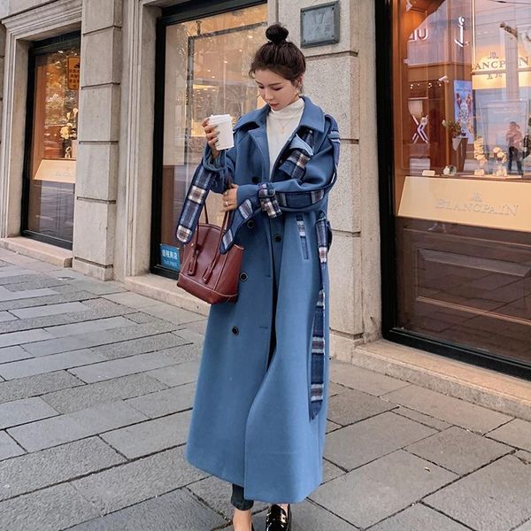 women's wool & blends plaid woolen coat long fall/winter 2021 korean style loose thick, Black
women's wool & blends plaid woolen coat long fall/winter 2021 korean style loose thick, Black
