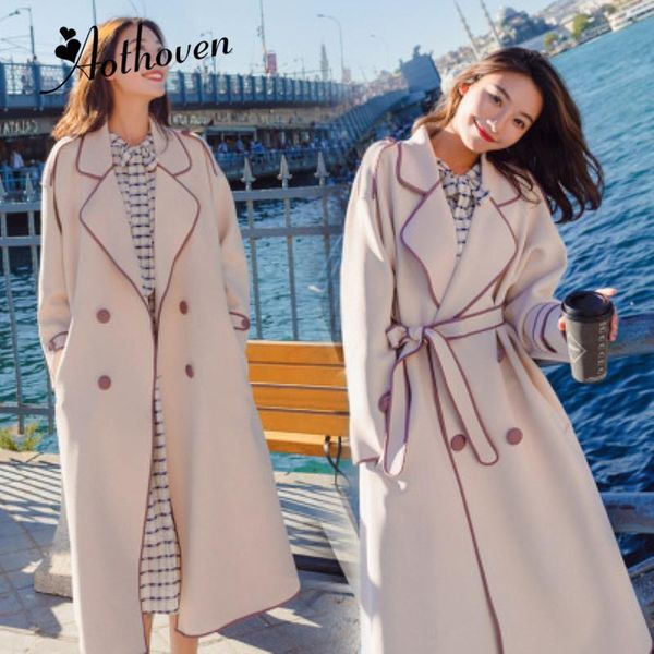 women's trench coats autumn women belt lace up woolen winter long coat female fashion slim overcoat plus size outerwear windbreaker, Tan;black
women's trench coats autumn women belt lace up woolen winter long coat female fashion slim overcoat plus size outerwear windbreaker, Tan;black