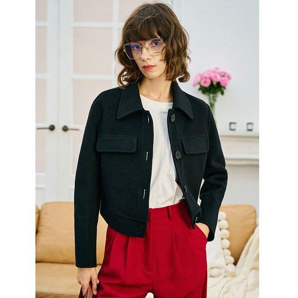 women's jackets woolen jacket women 92% wool blended long sleeves single-breasted pockets solid thick short coat ladies fashion, Black;brown
women's jackets woolen jacket women 92% wool blended long sleeves single-breasted pockets solid thick short coat ladies fashion, Black;brown