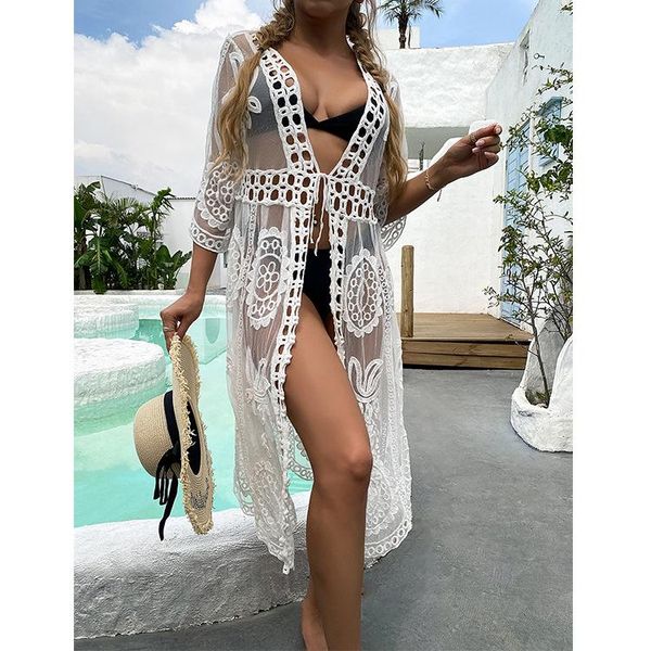 women's swimwear beachwear long blouse beach dress crocheted openwork tie cardigan see-through, White;black
women's swimwear beachwear long blouse beach dress crocheted openwork tie cardigan see-through, White;black