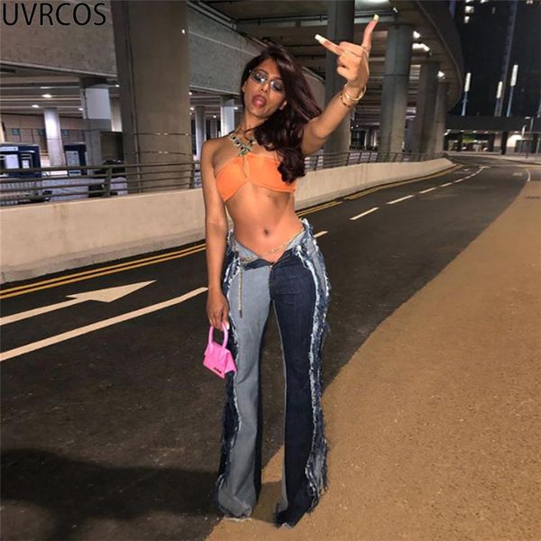 women's jeans uvrcos femme taille haute summer 2021 arrival street style contrast patchwork tassel high waist straight y2k 90s, Blue
women's jeans uvrcos femme taille haute summer 2021 arrival street style contrast patchwork tassel high waist straight y2k 90s, Blue