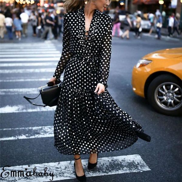 casual dresses hirigin est women dot long sleeve maxi dress lady v neck split loose tunic, Black;gray
casual dresses hirigin est women dot long sleeve maxi dress lady v neck split loose tunic, Black;gray