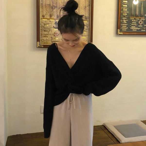 women's sweaters japanese kawaii ulzzang vintage halon v-neck long sleeve sweater female korean harajuku clothing for women, White;black
women's sweaters japanese kawaii ulzzang vintage halon v-neck long sleeve sweater female korean harajuku clothing for women, White;black