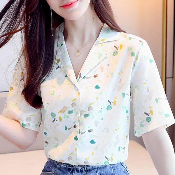 women's blouses & shirts blusas mujer de moda 2021 blouse women v-neck print chiffon shirt short sleeve clothes blusa d235, White
women's blouses & shirts blusas mujer de moda 2021 blouse women v-neck print chiffon shirt short sleeve clothes blusa d235, White