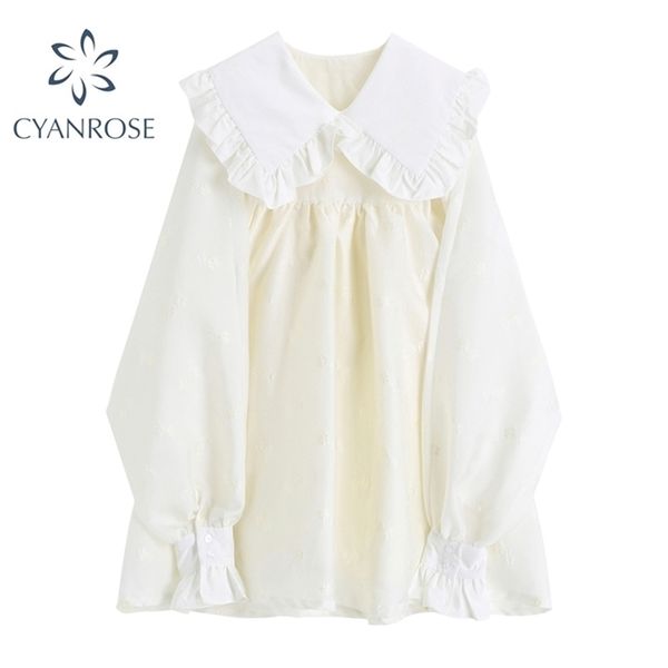 peter pan collar women white dress spring autumn sweet literary vintage solid loose long sleeve korean mori girl dress 210515, Black;gray
peter pan collar women white dress spring autumn sweet literary vintage solid loose long sleeve korean mori girl dress 210515, Black;gray