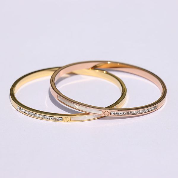 design jewelry gold plated titanium stainless steel one line bracelet, personalized fashion, diamond inlaid white shell bracelet, Golden;silver
design jewelry gold plated titanium stainless steel one line bracelet, personalized fashion, diamond inlaid white shell bracelet, Golden;silver