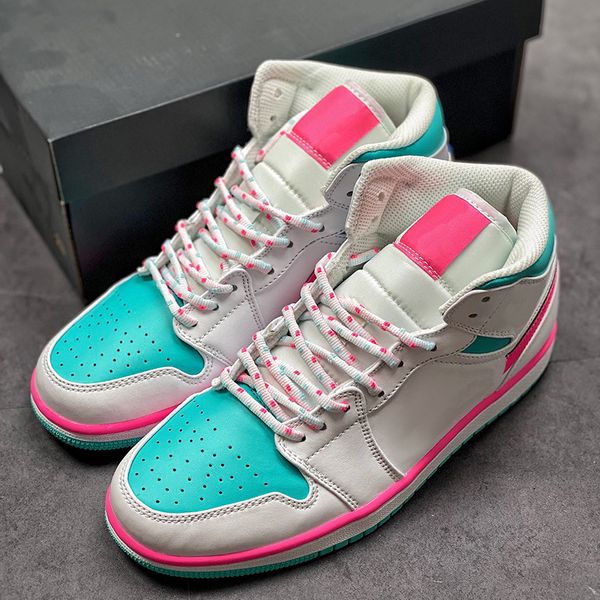 shoes jumpman 1 mid basketball gs digital pink 1s designer sport running, Black
