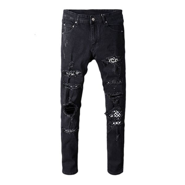 fashion jeans men's male street brand summer holes patch black ripped pants personality slim trousers, Blue
fashion jeans men's male street brand summer holes patch black ripped pants personality slim trousers, Blue