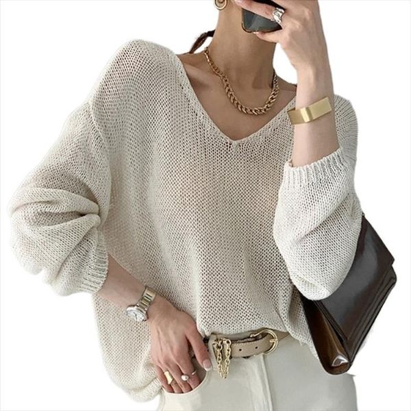 spring summer thin women sweater knit blouse v neck pullover solid korean loose sunscreen clothes, White;black
spring summer thin women sweater knit blouse v neck pullover solid korean loose sunscreen clothes, White;black