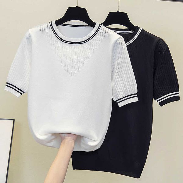 women oversize knitted sweater short sleeve casual hollow out tank woman summer elasticity loose pullover 210604, White;black
women oversize knitted sweater short sleeve casual hollow out tank woman summer elasticity loose pullover 210604, White;black