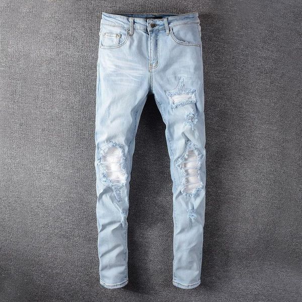 men's jeans brand high street hip hop light blue fashion hole skinny slim stretch streetwear denim pants
men's jeans brand high street hip hop light blue fashion hole skinny slim stretch streetwear denim pants