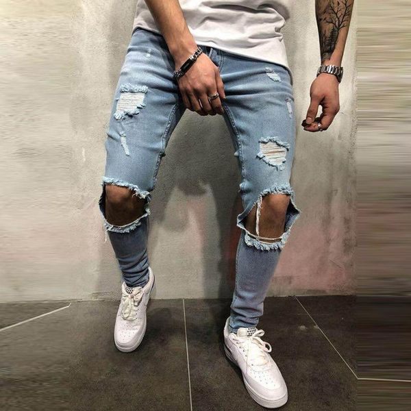 men's jeans 2021 fashion ripped slim for mens autumn streetwear casual denim trouser vintage men spring mid waist solid pencil pants, Blue
men's jeans 2021 fashion ripped slim for mens autumn streetwear casual denim trouser vintage men spring mid waist solid pencil pants, Blue