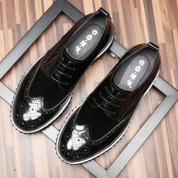 dress shoes fashion men thick bottomed genuine leather lace-up soft-sole soft, Black
dress shoes fashion men thick bottomed genuine leather lace-up soft-sole soft, Black