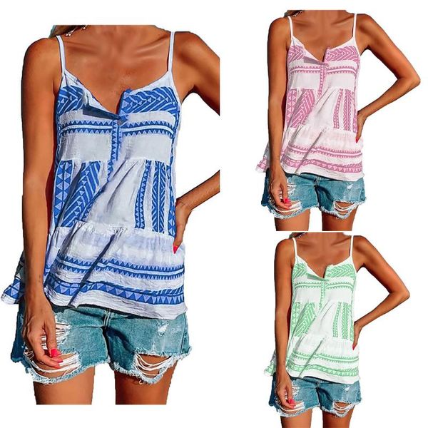 women's blouses & shirts fashion womens summer blouse loose casual button print beach striped camisole vetement femme 2021 blusas femal, White
women's blouses & shirts fashion womens summer blouse loose casual button print beach striped camisole vetement femme 2021 blusas femal, White