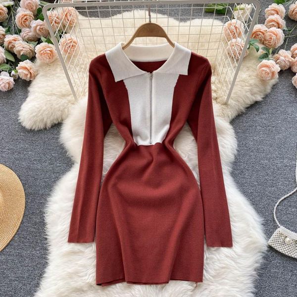 casual dresses c134 lady fashion zipper contrast knitted sweater dress women's autumn and winter slimming long sleeve vestidos, Black;gray
casual dresses c134 lady fashion zipper contrast knitted sweater dress women's autumn and winter slimming long sleeve vestidos, Black;gray