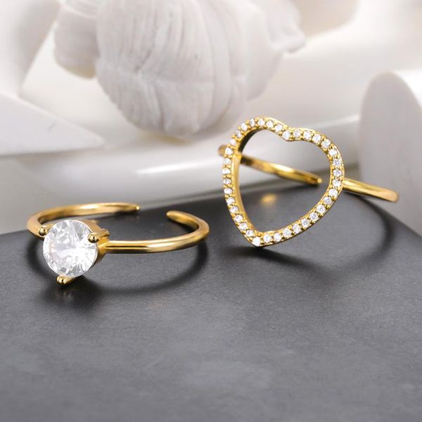 cluster rings 2 pcs/set hollow heart for female girls romantic crystal zircon wedding ring women jewelry adjustable couple bague gifts, Golden;silver
cluster rings 2 pcs/set hollow heart for female girls romantic crystal zircon wedding ring women jewelry adjustable couple bague gifts, Golden;silver
