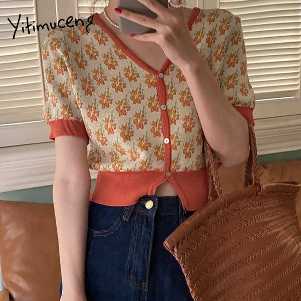 yitimuceng knited women sweaters floral button up slim open stitch short sleeve summer korean fashion blue orange 210601, White
yitimuceng knited women sweaters floral button up slim open stitch short sleeve summer korean fashion blue orange 210601, White
