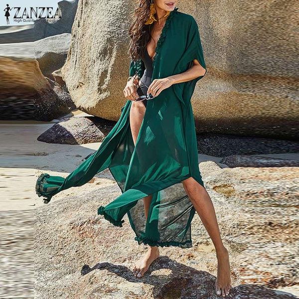 women's swimwear women holiday elegant cover ups 2021 summer fashion beach coat zanzea solid chiffon cardigan lady lace up long outwear, White;black
women's swimwear women holiday elegant cover ups 2021 summer fashion beach coat zanzea solid chiffon cardigan lady lace up long outwear, White;black