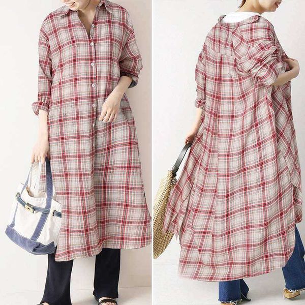 women's blouses & shirts blouses ladies lapel mid-calf blouse retro casual plaid blusa femininas spring long sleeve oversize szea, White
women's blouses & shirts blouses ladies lapel mid-calf blouse retro casual plaid blusa femininas spring long sleeve oversize szea, White