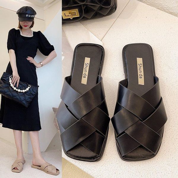 21ss fashion weave slippers women square toe flat casual shoes slide 2021 summer flip flops beach sandal slipper, Black
21ss fashion weave slippers women square toe flat casual shoes slide 2021 summer flip flops beach sandal slipper, Black