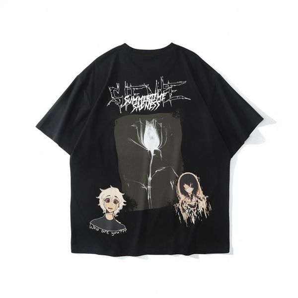 high street dark two dimensional oversized short men's and women's same casual half sleeve shirt couple hip-hop t-shirt, White;black
high street dark two dimensional oversized short men's and women's same casual half sleeve shirt couple hip-hop t-shirt, White;black