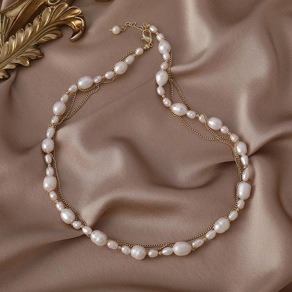 chokers minar delicate baroque natural freshwater pearl pendant necklace for women femme fashion double layer chain jewelry, Golden;silver
chokers minar delicate baroque natural freshwater pearl pendant necklace for women femme fashion double layer chain jewelry, Golden;silver