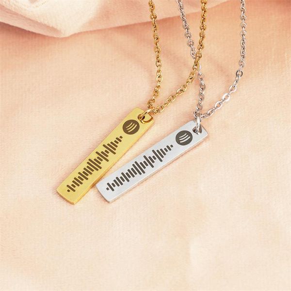 pendant necklaces steampunk music spotify code necklace for women personalized stainless steel laser engrave bar couple gifts, Silver
pendant necklaces steampunk music spotify code necklace for women personalized stainless steel laser engrave bar couple gifts, Silver