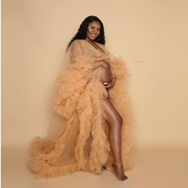 champagne plus size tulle robes bow sash maternity dresses for po shoot african long sleeves dress women outfit casual, Black;gray
champagne plus size tulle robes bow sash maternity dresses for po shoot african long sleeves dress women outfit casual, Black;gray
