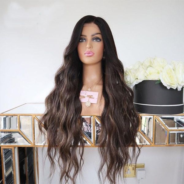 synthetic wigs long wavy brown lace front with blonde highlights cosplay natural hair high temperature fiber forwomen, Black
synthetic wigs long wavy brown lace front with blonde highlights cosplay natural hair high temperature fiber forwomen, Black