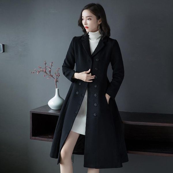 women's trench coats autumn and winter woolen coat women hepburn wind black double breasted large swing skirt trendy, Tan;black
women's trench coats autumn and winter woolen coat women hepburn wind black double breasted large swing skirt trendy, Tan;black