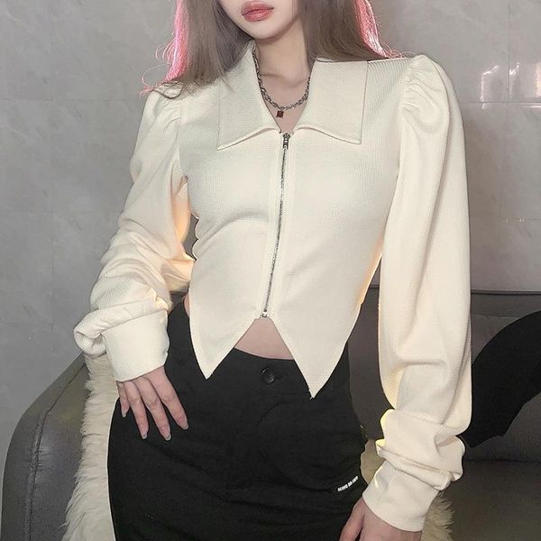 women's hoodies & sweatshirts tmkz fall crop sweatshirt solid color turn down collar slim short long sleeve zipper knitted blouse women, Black
women's hoodies & sweatshirts tmkz fall crop sweatshirt solid color turn down collar slim short long sleeve zipper knitted blouse women, Black