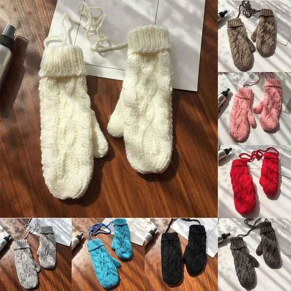 five fingers gloves warmer hanging neck solid color double-layer thicken knitted twist crochet full finger hand classic mittens, Blue;gray
five fingers gloves warmer hanging neck solid color double-layer thicken knitted twist crochet full finger hand classic mittens, Blue;gray