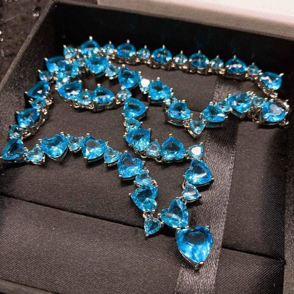 luxurious pave love heart shape beaded necklace with ocean sparkling blue cz women party jewelry fashion trend pendant necklaces, Silver
luxurious pave love heart shape beaded necklace with ocean sparkling blue cz women party jewelry fashion trend pendant necklaces, Silver