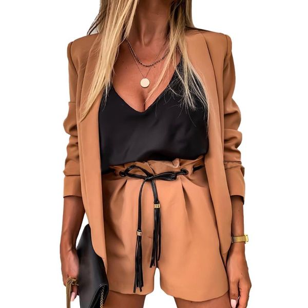 women's tracksuits two piece blazer suit women office sets autumn long sleeve cardigan shorts solid 2 set lady casual blazers, Gray
women's tracksuits two piece blazer suit women office sets autumn long sleeve cardigan shorts solid 2 set lady casual blazers, Gray