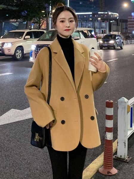 women's wool & blends 2021 suit collar korean loose black fashion double breasted short 100% coat plus size woolen overcoat jacket
women's wool & blends 2021 suit collar korean loose black fashion double breasted short 100% coat plus size woolen overcoat jacket