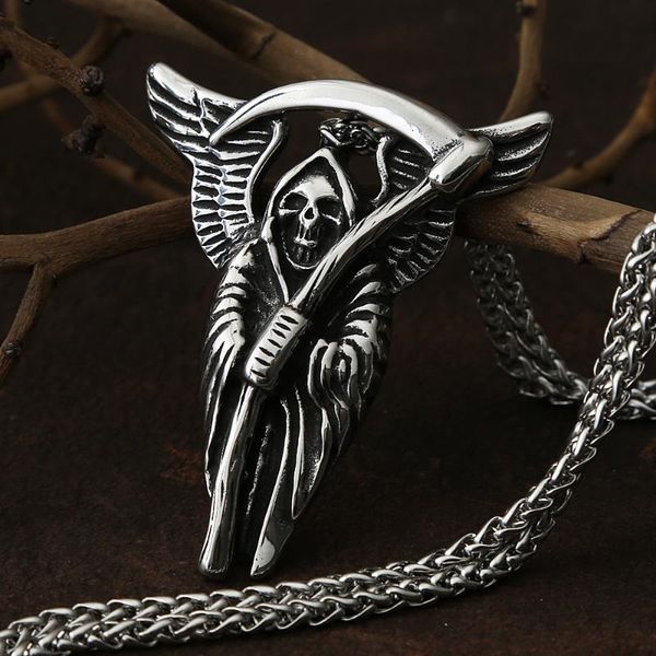 pendant necklaces gothic grim reaper death scythe skull necklace for men punk biker stainless steel chain male hip hop jewelry, Silver
pendant necklaces gothic grim reaper death scythe skull necklace for men punk biker stainless steel chain male hip hop jewelry, Silver