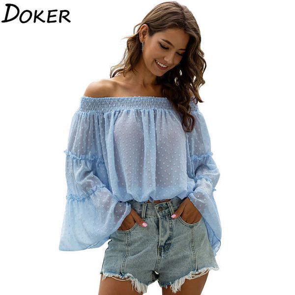 summer off shoulder chiffon blouse women flare sleeve elegant shirt clothes streetwear plus size femme 210604, White
summer off shoulder chiffon blouse women flare sleeve elegant shirt clothes streetwear plus size femme 210604, White