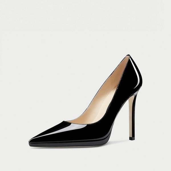 dress shoes 2021 design women pumps patent leather pointed toe 2cm platform 12cm thin high heels party ladies, Black 
dress shoes 2021 design women pumps patent leather pointed toe 2cm platform 12cm thin high heels party ladies, Black