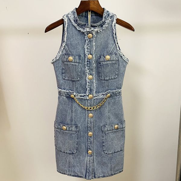 dress Sexy, sleeveless, chain-pocket button casual club women's party wore jeans, Black;gray
dress Sexy, sleeveless, chain-pocket button casual club women's party wore jeans, Black;gray