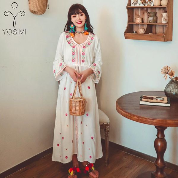 long women dress 2021 summer vintage floral embroidery indie folk white cotton o-neck mid-calf sleeve yellow casual dresses, Black;gray
long women dress 2021 summer vintage floral embroidery indie folk white cotton o-neck mid-calf sleeve yellow casual dresses, Black;gray