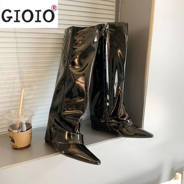 boots fold punk woman 2021 goth fashion knee high for women autumn zipper long wedge pointed toe botas mujer1, Black
boots fold punk woman 2021 goth fashion knee high for women autumn zipper long wedge pointed toe botas mujer1, Black