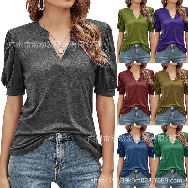 2021 summer new v-neck short sleeve t-shirt casual loose solid color simple fashion women's wear, Black;gray
2021 summer new v-neck short sleeve t-shirt casual loose solid color simple fashion women's wear, Black;gray