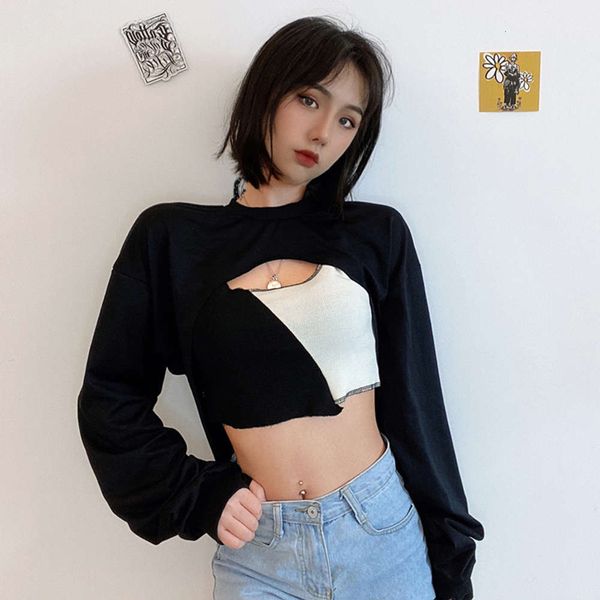 women's sweaters amyway early autumn color contrast versatile loose short blouse sweater casual sports style with vest 5m8h, White;black
women's sweaters amyway early autumn color contrast versatile loose short blouse sweater casual sports style with vest 5m8h, White;black