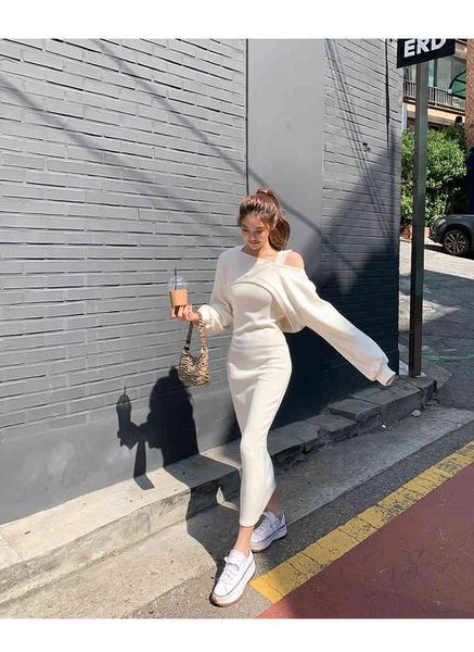 two piece dress zawfl - women's long sleeved knitted pullover, two piece set, with tight skirt, suit, autumn, White
two piece dress zawfl - women's long sleeved knitted pullover, two piece set, with tight skirt, suit, autumn, White