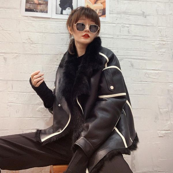 women's fur & faux one-piece coat female lamb wool locomotive tuscany sheepskin leather korean version sheep shearing winter women, Black
women's fur & faux one-piece coat female lamb wool locomotive tuscany sheepskin leather korean version sheep shearing winter women, Black