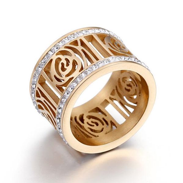 wedding rings 14mm wide hollow gold flower stainless steel paved two row zircon crystal for women girls fashion finger band, Slivery;golden
wedding rings 14mm wide hollow gold flower stainless steel paved two row zircon crystal for women girls fashion finger band, Slivery;golden