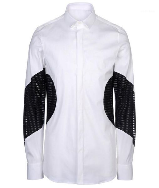 s-5xl 2021 men's clothing bigbang hair stylist slim black white contrast stitching network shirt plus size singer costumes casual shir, White;black
s-5xl 2021 men's clothing bigbang hair stylist slim black white contrast stitching network shirt plus size singer costumes casual shir, White;black